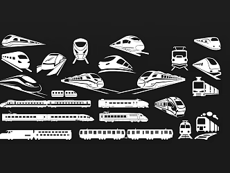 Traffic high-speed rail car front silhouette pattern 3d model