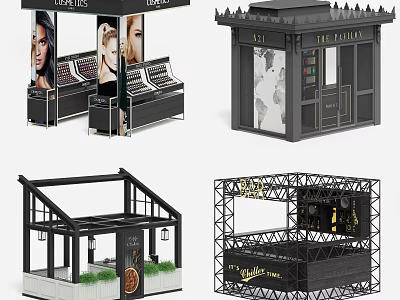 High End Modern Black Display Shelves for Cosmetics Retail with Metal Frames and Various Structures 3d model