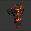 Game Movie Character Lava Giant With Stone Body Red Lava Patterns And Glowing Eyes