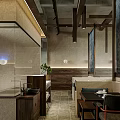Cozy Restaurant Interior With Round Dining Tables Pendant Lights Green Plants And Booth Seating