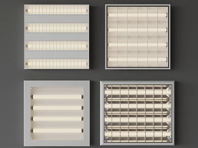 Different Design Rectangular Vent Grilles With White Gray Frames On Dark Background 3d model