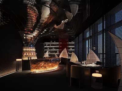 Modern Bar, Music Bar, Western Restaurant, Bar Counter, Restaurant, Scattered Seat Area, Hotel Restaurant, Modeling Partition 3d model