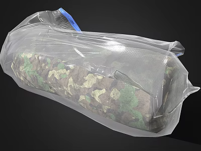 Camouflage Pattern Folder Packaged In Transparent Plastic Bag With Blue Handle 3d model