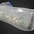 Camouflage Pattern Folder Packaged In Transparent Plastic Bag With Blue Handle 3d model