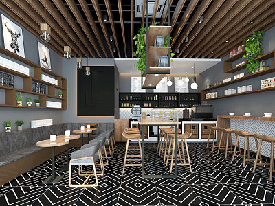 Modern coffee shop 3d model