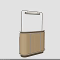 Modern Minimalist Reception Desk With Metal Frame Woven Panels And Overhead Light