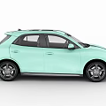 Mint Green Compact Car With Sunroof And Rounded Front Design 3d model