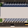 Modern Public Facility With Glass Facade Canopy Entrance Landscaped Area And Traffic Lights