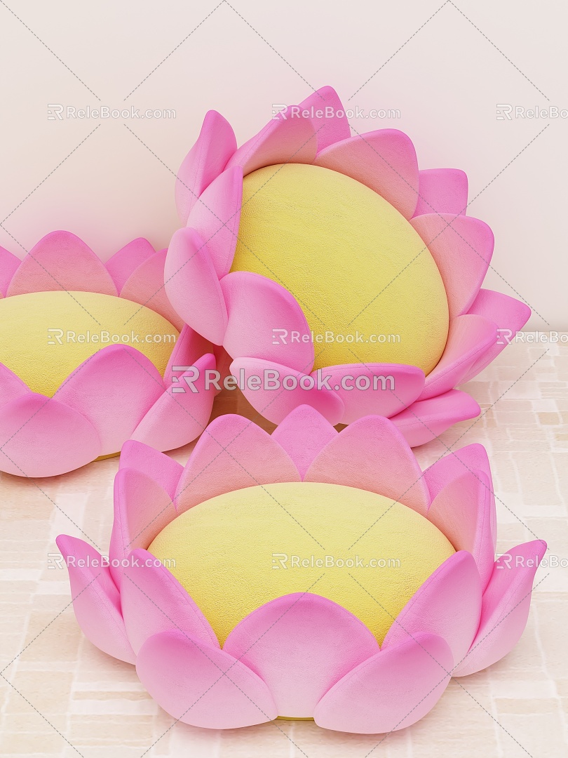 Lotus Throne Lotus Cushion Fluffy Pillow Plush Toy Tatami Cushion Butt Cushion Beat Cushion 3d model