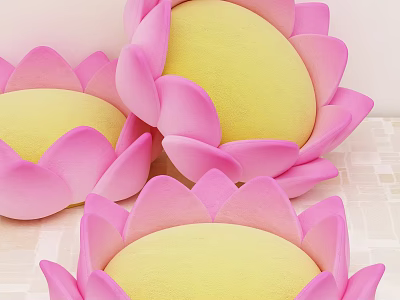 Soft Pink Petal Designed Pillow With Yellow Center For Comfortable Home Decor 3d model