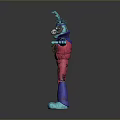3D Cartoon Character With Blue Ears Arms And Pink Purple Body Standing With Arms Outstretched