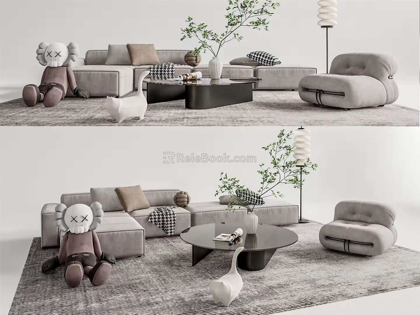 Modern sofa coffee table combination 3d model