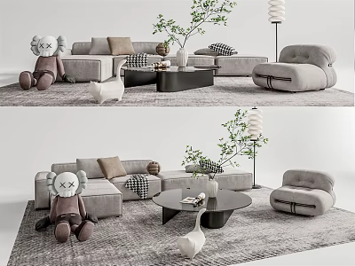 Modern sofa coffee table combination 3d model