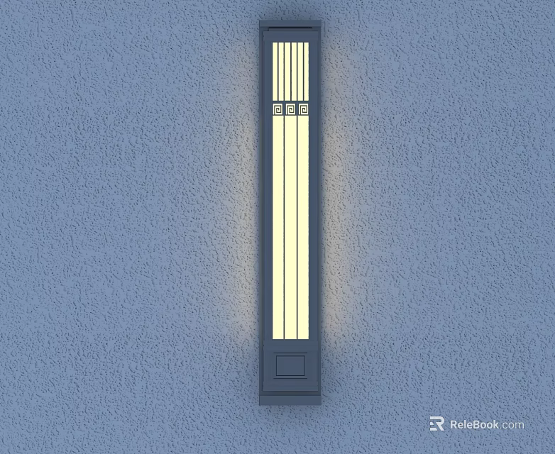 Modern Long Strip Wall Lamp With Vertical Stripes Mounted On Gray Wall For Bright Illumination 3d model 