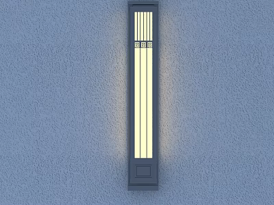 Modern Long Strip Wall Lamp With Vertical Stripes Mounted On Gray Wall For Bright Illumination 3d model