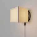 Modern Square Fabric Wall Lamp With White Shade Warm Light And Metal Base