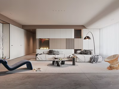 Modern Minimalist Living Room Interior With Sofa Coffee Table And Floor Lamp 3d model