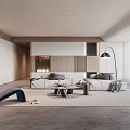 Modern Minimalist Living Room Interior With Sofa Coffee Table And Floor Lamp