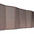 Decorative Room Divider Screen with Brown Perforated Pattern Panels for Modern Interior Design 3d model