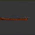 Red Small Boat With Blue Canopy Wooden Deck And Yellow Blue Bow Decoration