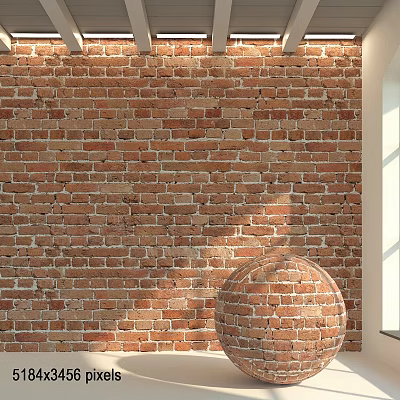 Decorative Sphere Component In Interior With Red Brick Wall And Natural Light 3d model
