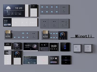 Minotli Switch Panels With Digital Displays And Various Modern Designs 3d model