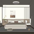 Modern Minimalist Bedroom Interior Design With Comfortable Bed And Decorative Wall Art