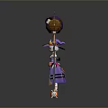 Magical Witch Character In Purple Outfit With Pointed Hat And Large Ornate Staff Weapon