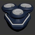 Modern Electric Shaver With Three Rotating Blades And Blue Ergonomic Design