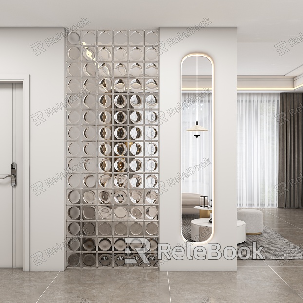 Transparent stone porch aisle partition model