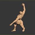 3D Rendered Orange Muscular Game And Movie Character In Kneeling Pose With Extended Arms