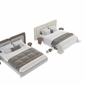 Modern Double Bed with Headboard Design Bedding Pillows Throw Blanket and Side Table 3d model
