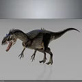 Fierce Carnivorous Dinosaur 3D Model With Blue Orange Skin Open Mouth And Standing Pose