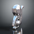 Smooth Silver Surface Animal Sculpture Standing Pose with Reflective Shine on Dark Background