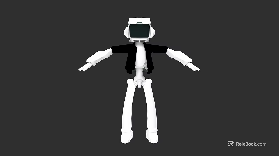 Game and Movie Robot Character 3D Model with White Body and Black Jacket 3d model 