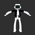 Game and Movie Robot Character 3D Model with White Body and Black Jacket