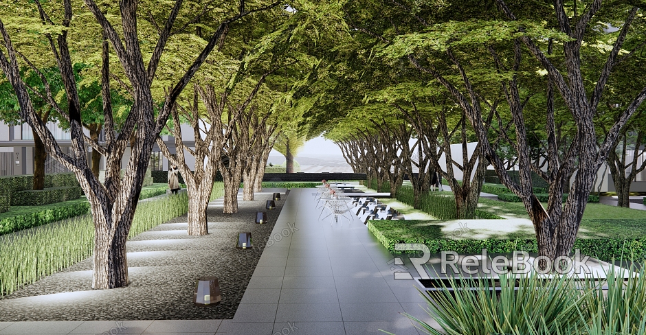 Modern Landscape Residential Area Landscape Under Forest Waterscape Meeting Room Boulevard model