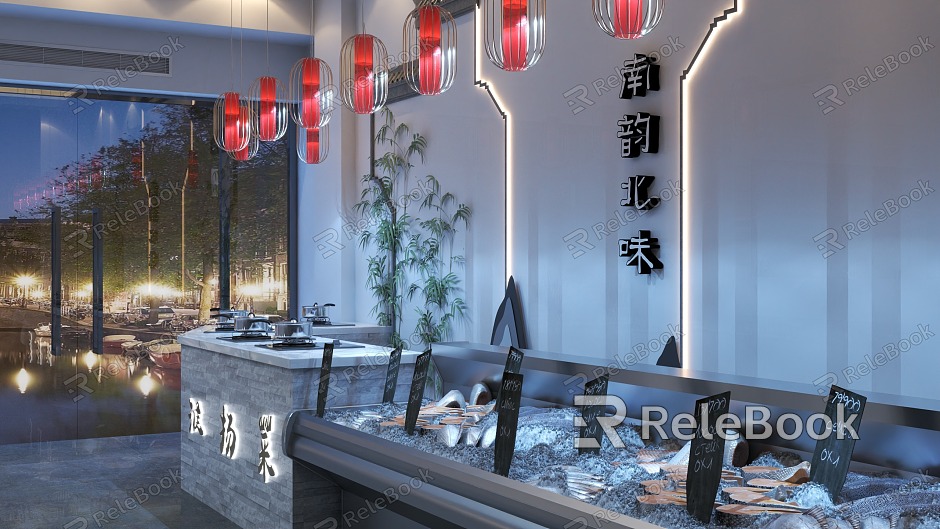 New Chinese Restaurant Huaiyang Seafood Restaurant model