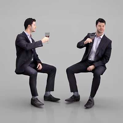 The modern man who served the wine glass 3d model