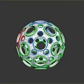 White Spherical Decorative Object With Geometric Perforated Design And Hollow Structure 3d model