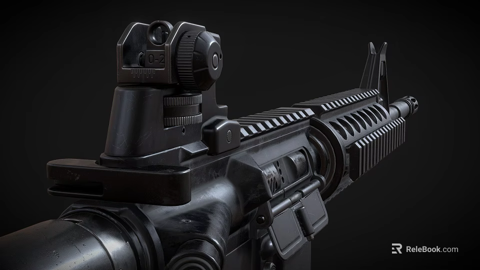 Modern Tactical Black Rifle with Mounted Scope and Detailed Rail Handguard Design 3d model 