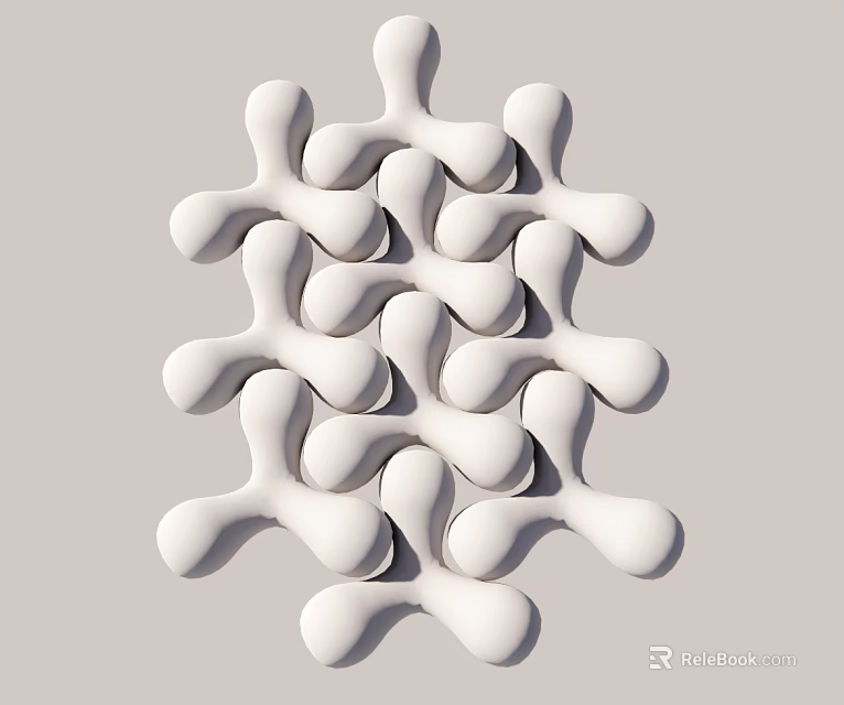 Artistic White Ceramic Vessel With Node Connected Symmetrical Grid Smooth Surface Light Gray Background 3d model