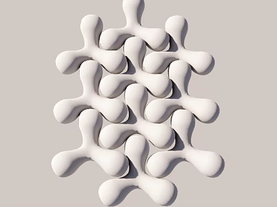 Artistic White Ceramic Vessel With Node Connected Symmetrical Grid Smooth Surface Light Gray Background 3d model