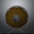 Ornate Round Shield With Intricate Patterns Metal Center And Spiked Edges