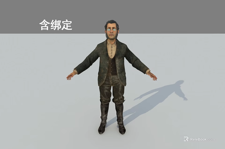 Male 3D Character Model With Rigged Pose And Historical Costume Details 3d model 