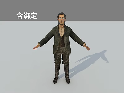 Male 3D Character Model With Rigged Pose And Historical Costume Details 3d model