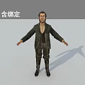 Male 3D Character Model With Rigged Pose And Historical Costume Details