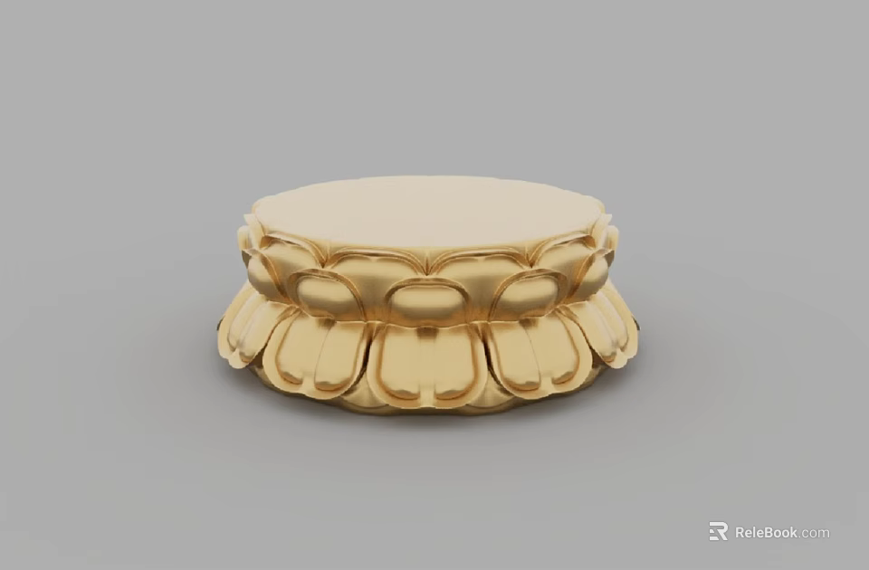Exquisite Golden Sculpture Base With Intricate Lotus Petal Carvings Design 3d model 