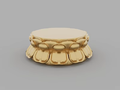 Exquisite Golden Sculpture Base With Intricate Lotus Petal Carvings Design 3d model