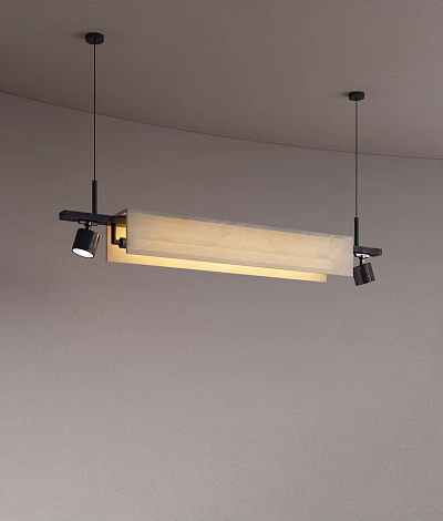 Modern Linear Chandelier With Black Metal Structure And Frosted Glass Light Shade 3d model